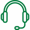 Contacta Icono verde de auriculares con micrófono